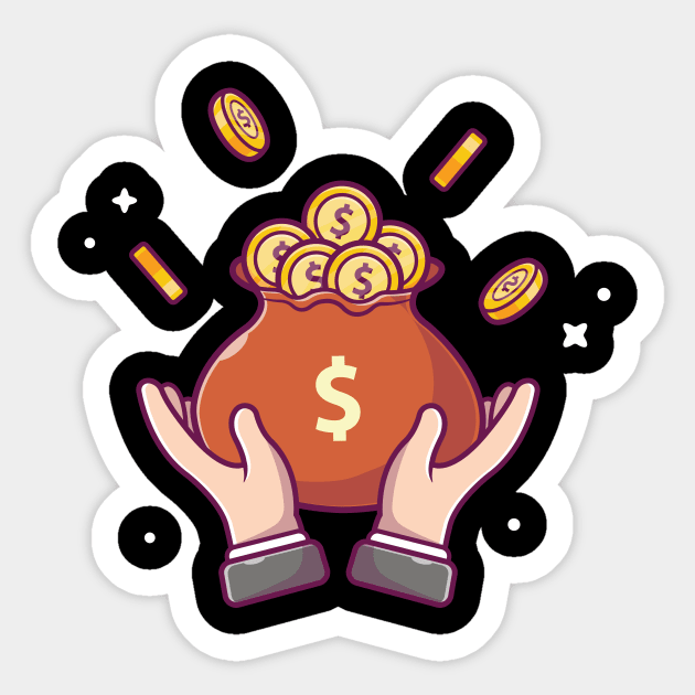 Hands with sack of gold coin cartoon Sticker by Catalyst Labs